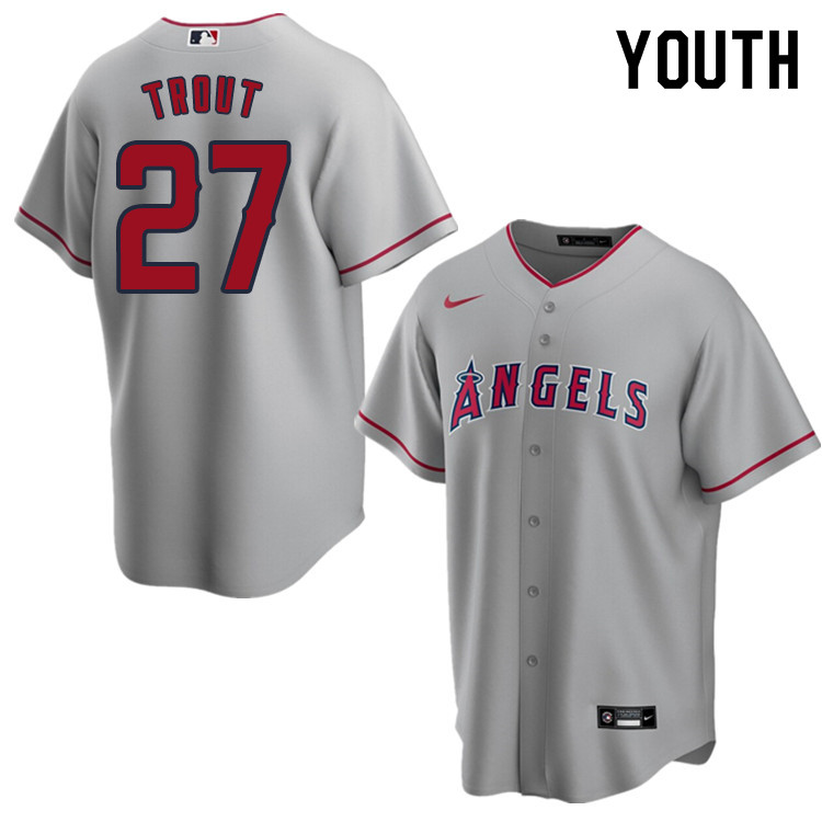 Nike Youth #27 Mike Trout Los Angeles Angels Baseball Jerseys Sale-Gray